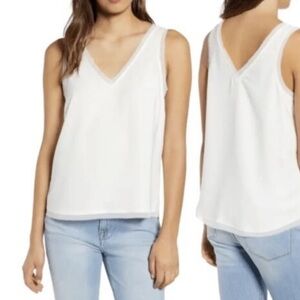 Nordstrom Halogen White V-Neck Tank Top